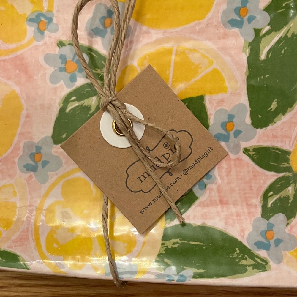 Mud Pie Lemon Floral Platter 9 1/2 x 4 1/4 NWT - Picture 2 of 8